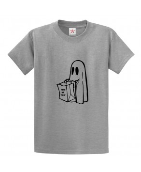 Trick or Treat Ghost Classic Unisex Kids and Adults T-Shirt for Halloween
